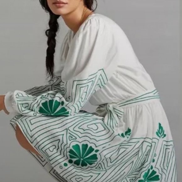 RARE NWT ANTHROPOLOGIE Forever That Girl Embroidered Mini Dress. Size M - Picture 5 of 10